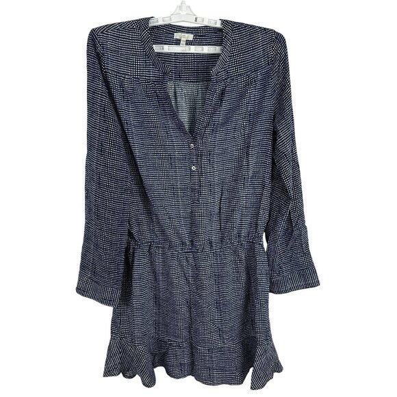 Joie Womens Blue & White Geometric Pattern Long Sleeve Dress Size L - Picture 1 of 4